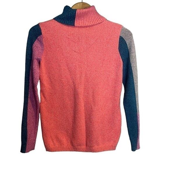 Sundance Color Block Silk Blend Soft Turtle Neck Sweater Small - Picture 5 of 7